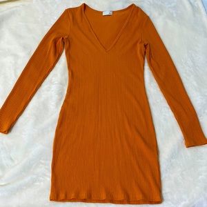 Size small, casual dress, orange, long sleeves
